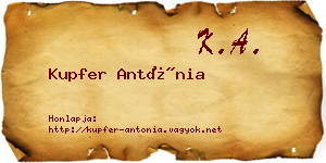 Kupfer Antónia névjegykártya